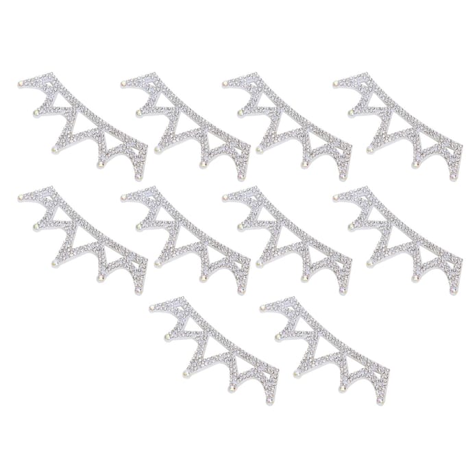 10 STKS Strass Stoffen Appliqué Kroonvormige Patches Kledingaccessoires 10x3.7cm Wit Driehoekig 10*3.7cm