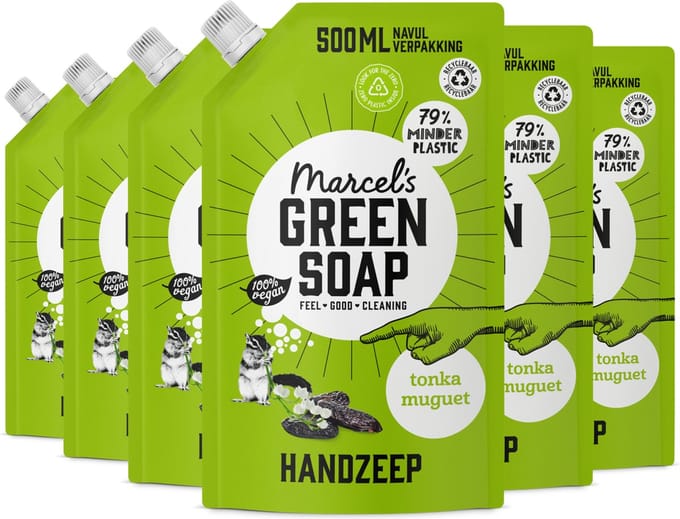 Marcel's Green Soap Handzeep Refill Tonka & Muguet 6 x 500ml