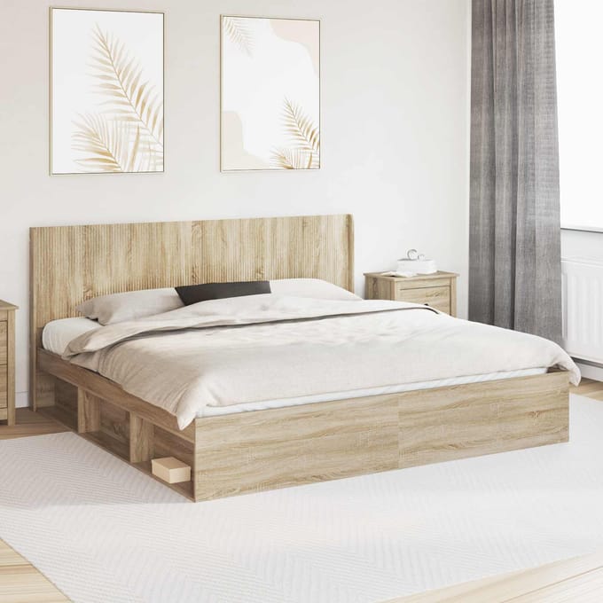 vidaXL - Hoofdbord - Sonoma - Eiken - Bewerkt - hout