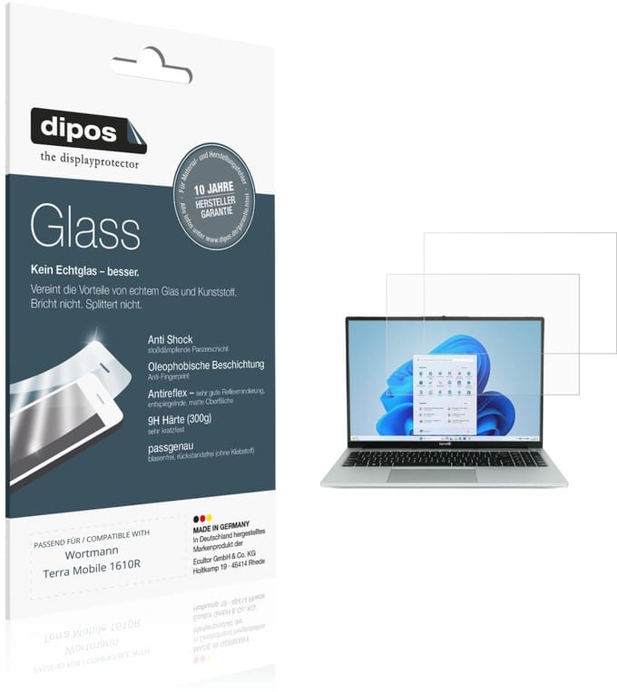 dipos – 2x Matte Pantserfolie geschikt voor Wortmann Terra Mobile 1610R | 9H Screenprotector