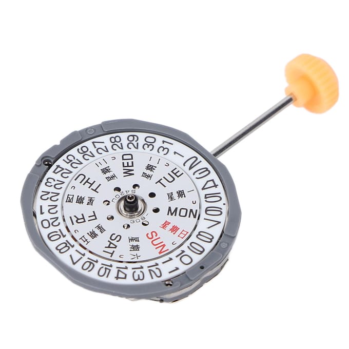 Remplacement Mouvement Montre Mécanisme Horloge 3 Aiguilles 2 Calendriers Accessoires Pièces 1L02 white