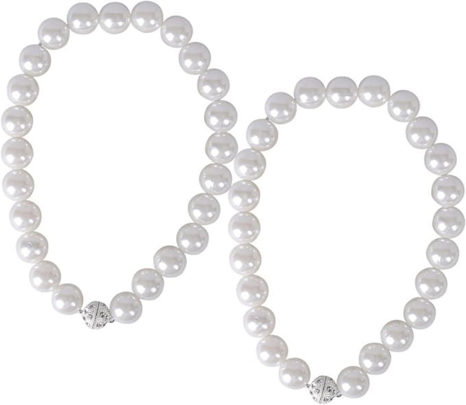 Magnetische Gordijn Tiebacks - Gordijn Clips - Raam Decoratie - Parel & Strass - 40 cm Lengte - Wit