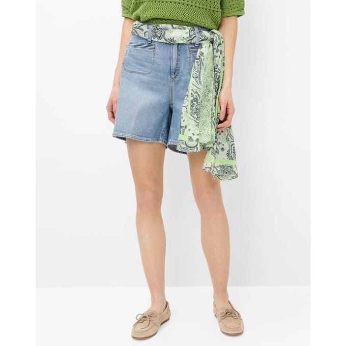 Brax Dames   Style BEACH B USED LIGHT BLUE, denim lichtblauw, maat 44