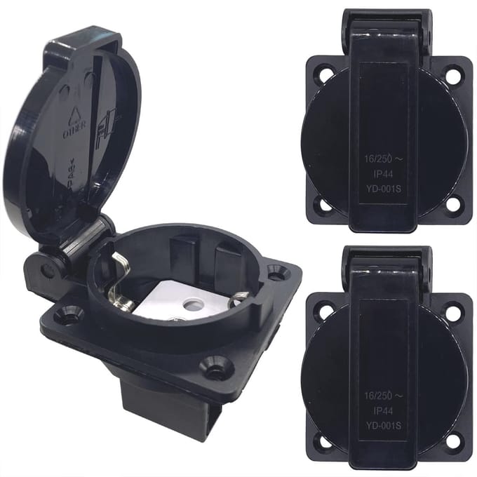 Waterdicht IP44 Stopcontact voor Type E/F-stekker - 16A, Stofdicht en Regenbestendig - 3 Stuks