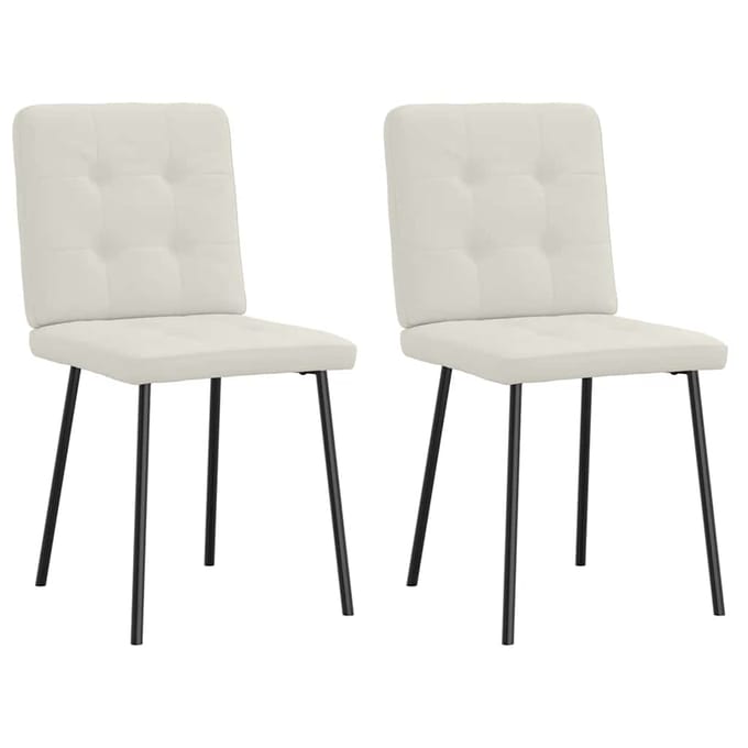 vidaXL Eetkamerstoelen 2 st fluweel crèmekleurig