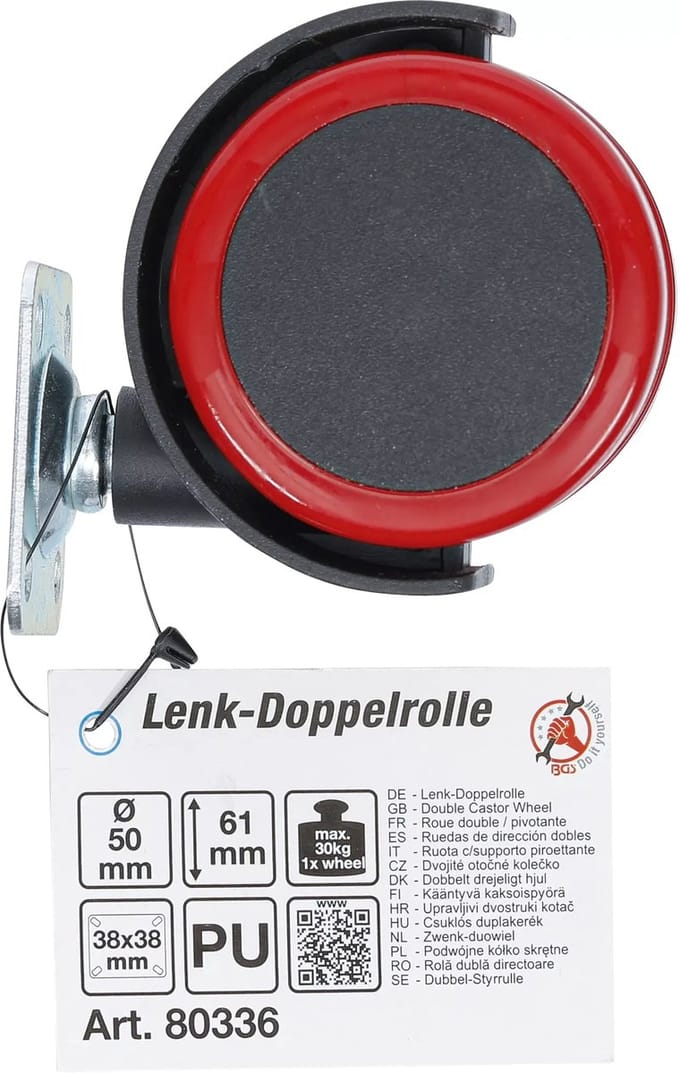BGS Zwenk-duowiel - rood/zwart - 50 mm