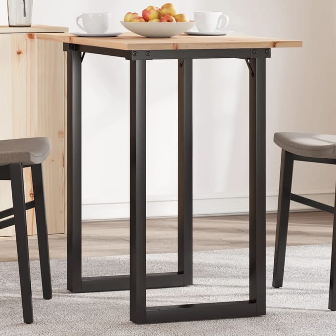 vidaXL - Eettafel - O-frame - 80x50x75,5 - cm - massief - grenenhout - en - staal