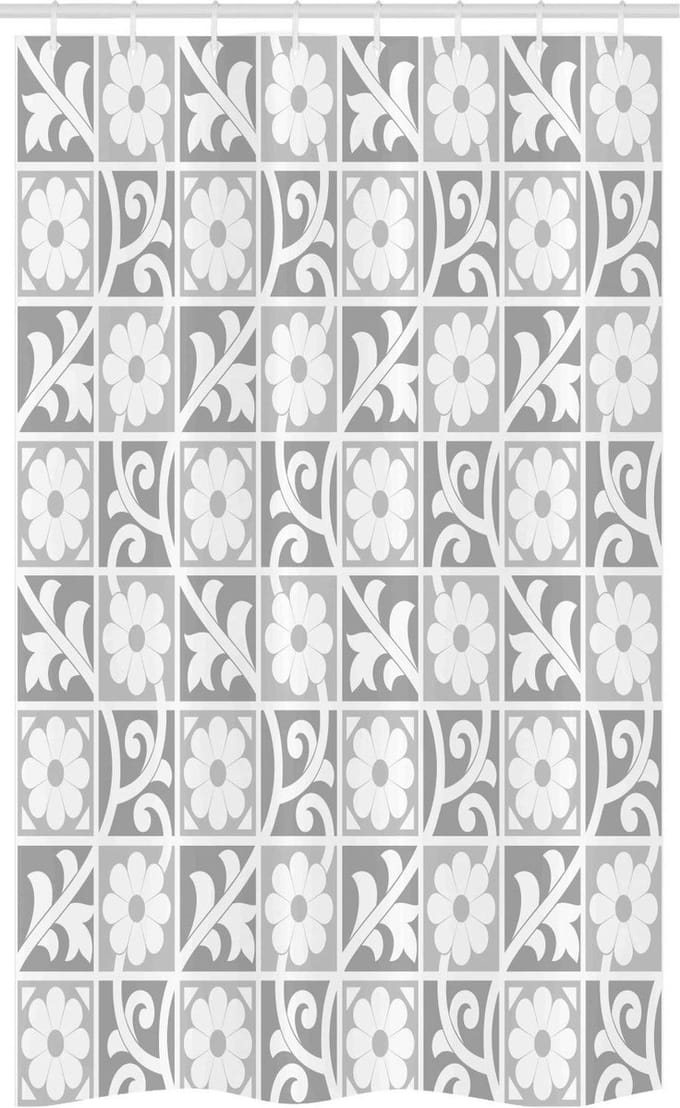 ABAKUHAUS Douchegordijn – Stall24103 120x180 cm – Wit/Grijs Stof