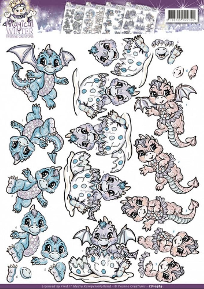 Dragons - Magical winter 3D-Knipvel Yvonne Creations - 1 knipvel