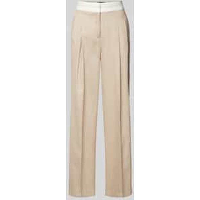 Wide leg linnen broek met bandplooien, model 'ANNY'