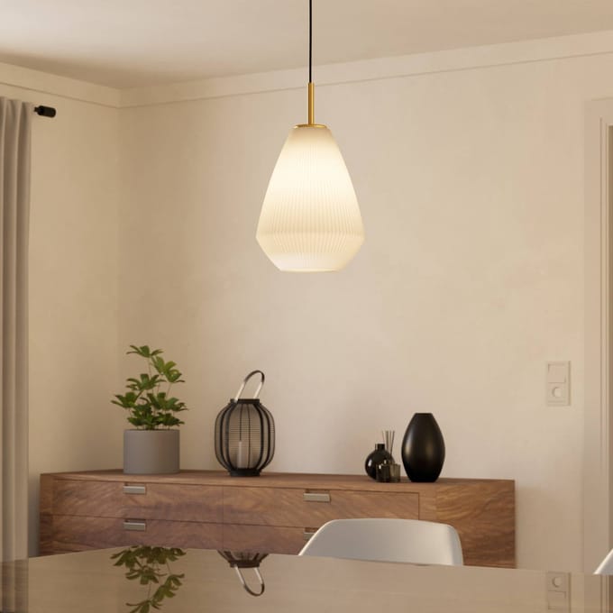 EGLO Caprarola Hanglamp - E27 - Ø 20 cm - Zand|Koper - Satijn Glas