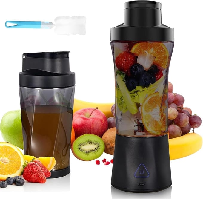 Mixer voor Smoothies - Draagbare Blender - Onderweg Mixen - 6 Scherpe Bladen - 700ml Capaciteit - Zwart