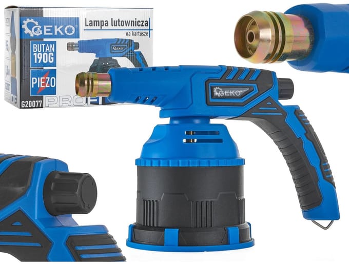GEKO Profi soldeerlamp - piezo-ontsteking - verstelbare vlam - ergonomisch ontwerp - windbescherming