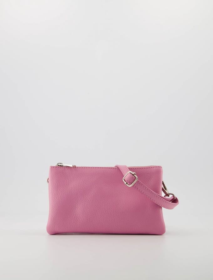 Crossbody-tasje -leer -3 vakken-lang hengsel