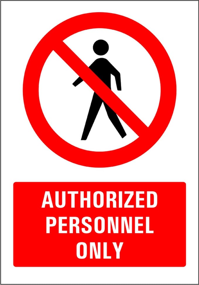 Authorized personnel only sticker 148 x 210 mm