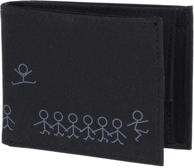 oxmox portemonnee New Cryptan RFID Protect Pocketbörse Jumping Jack 2.0 Print Grey Black zwart
