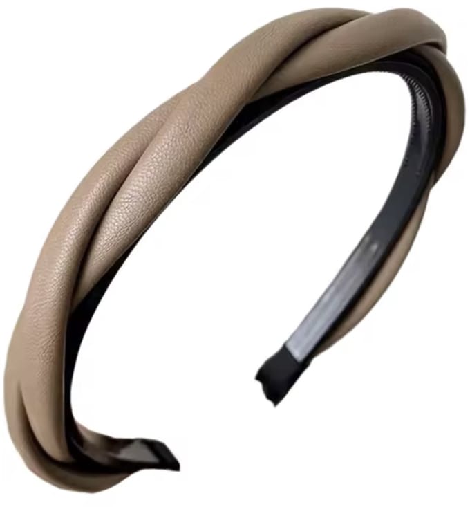 Haarband -leer -vlecht bruin- Charme Bijoux