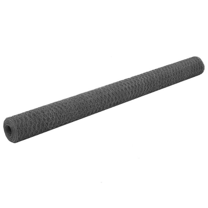 vidaXL - Kippengaas - 25x1,5 - m - staal - met - PVC - coating - grijs