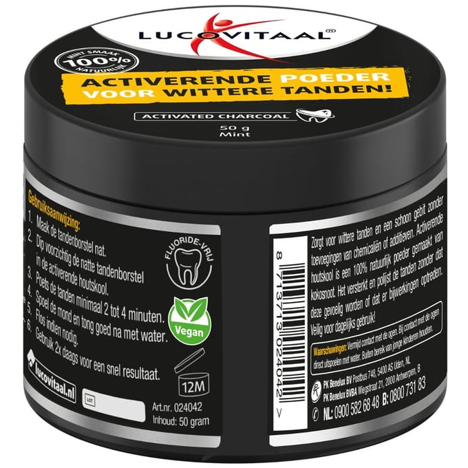 Lucovitaal Activated Charcoal Poeder - 3x 50 gram - Zwart