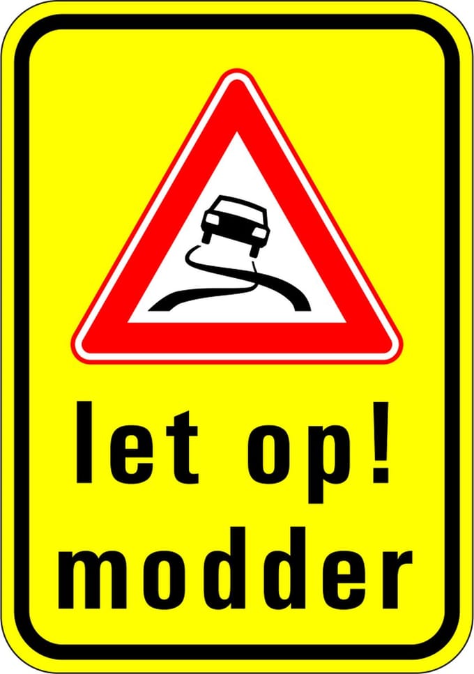 Modder op de weg sticker 148 x 210 mm