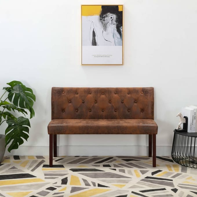 vidaXL - Bankje - 120 - cm - kunstsuède - bruin