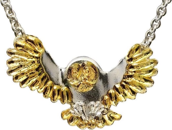 AuBor ®. Hanger. Zilver. De grote grijze uil.
