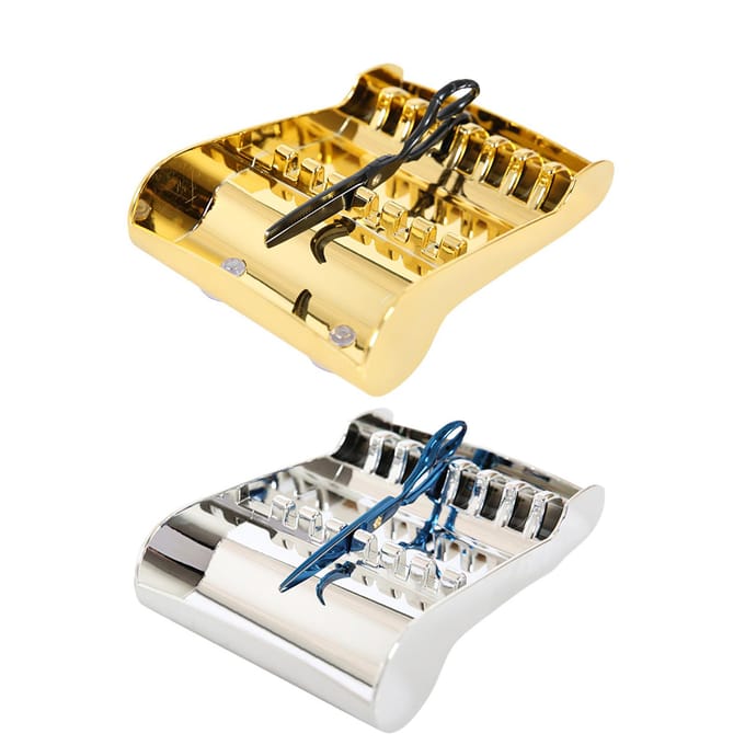 Vergulde Schaar Display Rack Kapper Schaar Opbergrek 6-Slot Schaarhouder Met Vacuüm goud