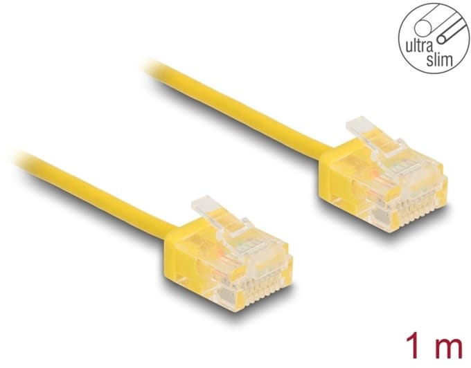 Delock RJ45 Network Cable Cat.6 UTP Ultra Slim 1 m yellow with short plugs