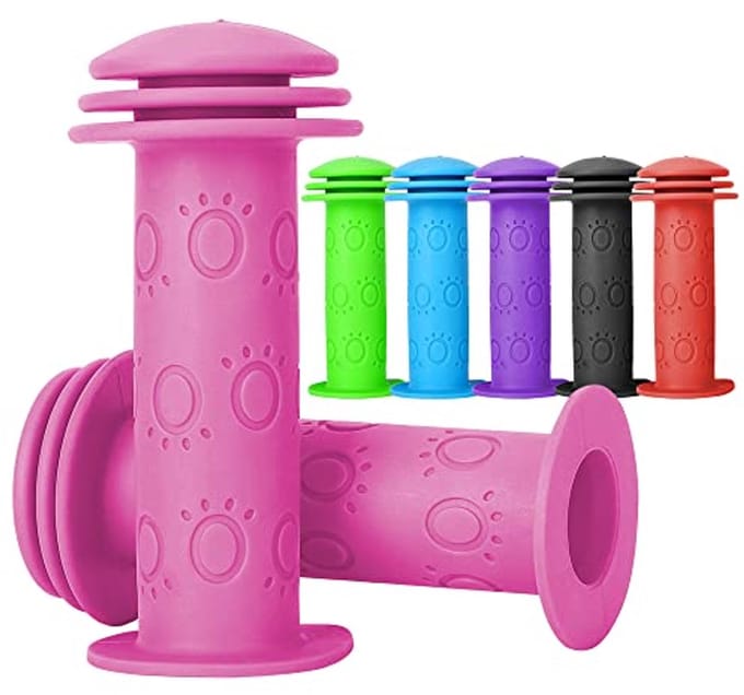 Kinder stuurgrepen - Fiets handgrepen - Veilig fietsen - Extra stootbescherming - 105 mm lengte - Roze