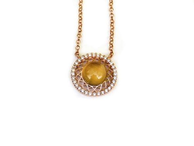model Vintage rond collier in zilver roze verguld honing