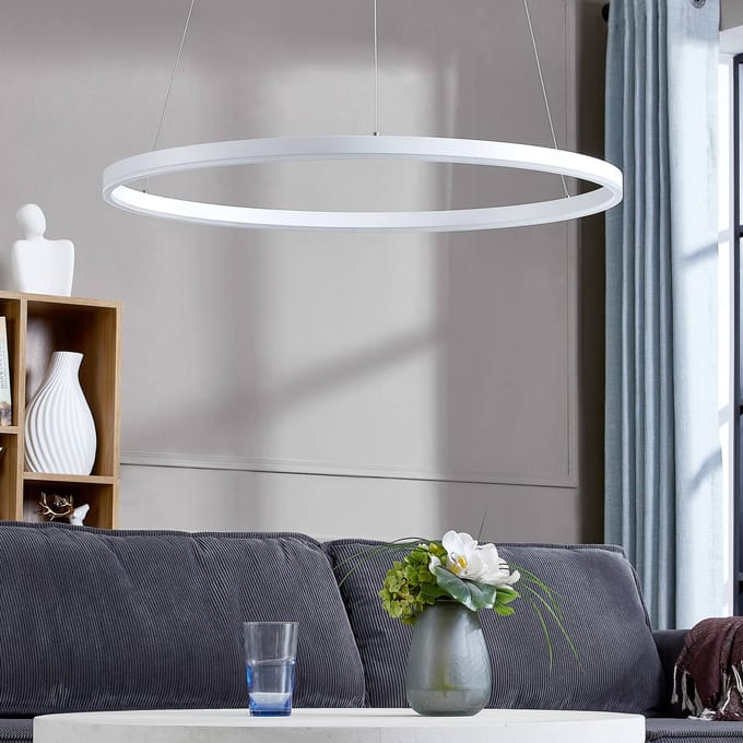 Arcchio LED hanglamp Albiona, wit, 1 ring, Ø 80 cm