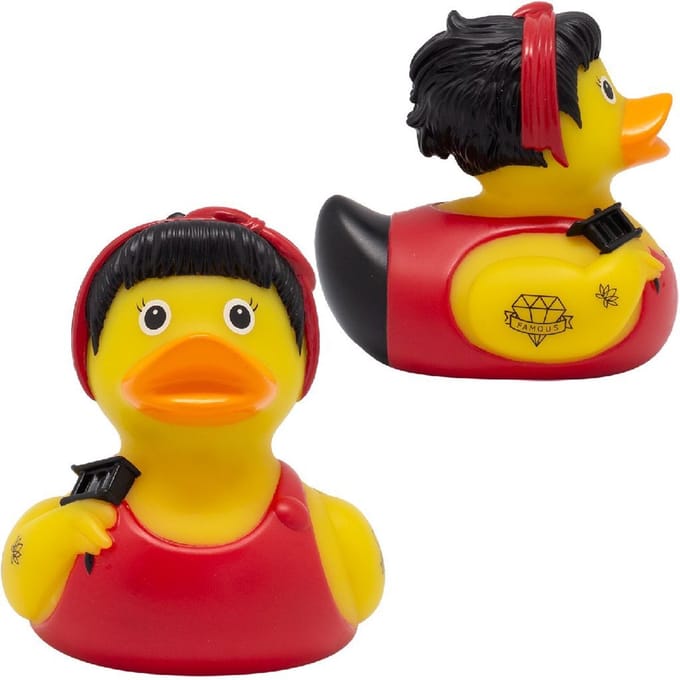 van der Meulen badeend Lilalu Tattoo zwart rubber speelgoed.