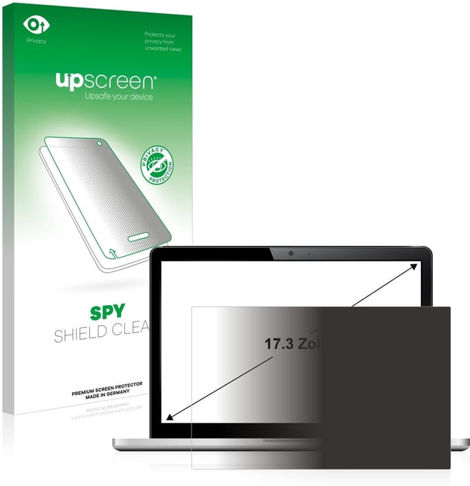 upscreen - privacy screenprotector voor Laptops met 17.3 inch-scherm [383 mm x 215 mm, 16:9] Folie Beschermfolie Blauwlichtfilter