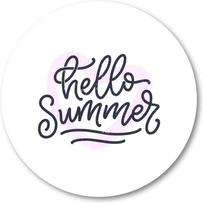 Hello Summer! - Muurcirkel Forex 40cm - Wandcirkel voor binnen - Besteposter - Tekstposters