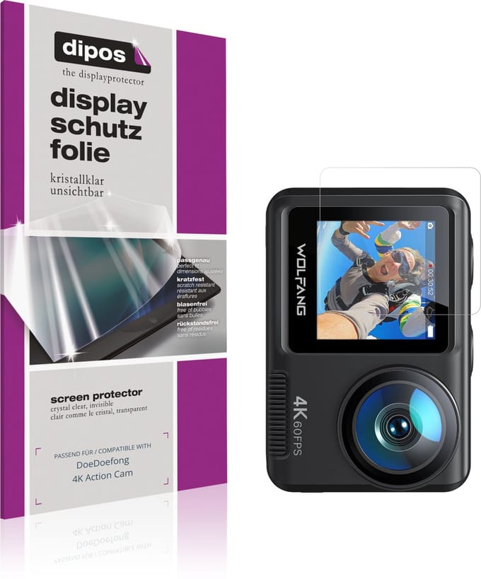dipos – 4x Beschermfolie geschikt voor DoeDoefong 4K Action Cam | Krasbestendige & heldere Screenprotector Ultra-Thin