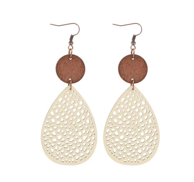 Jomide Oorhangers Bohemian Hout/Kunstleer - Beige