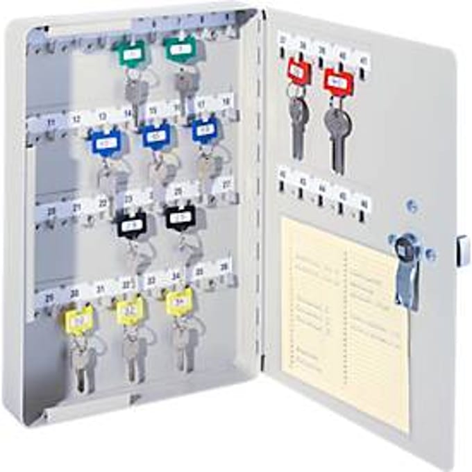 Sleutelkast, elektronisch slot, 46 haken, lichtgrijs