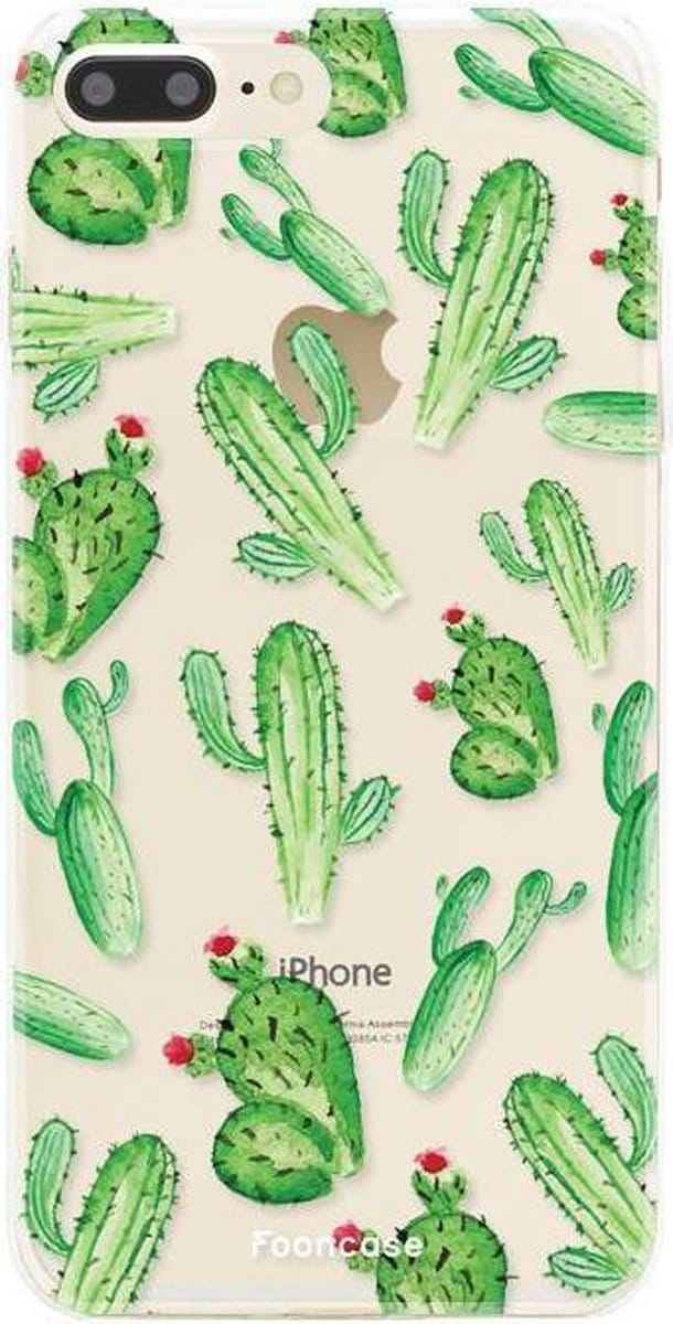 Fooncase Hoesje Geschikt voor iPhone 8 Plus - Shockproof Case - Back Cover / Soft Case - Cactus