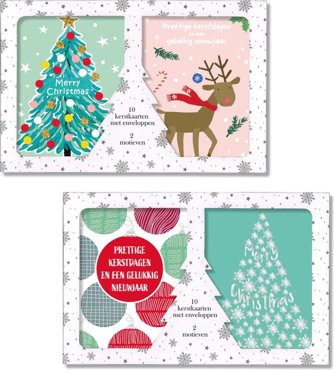 MGPcards - 20 Dubbele Kerstkaarten met envelop - "Traditioneel" - Voordelige Kerstkaarten - Formaat: 10 x 14 cm - FSC