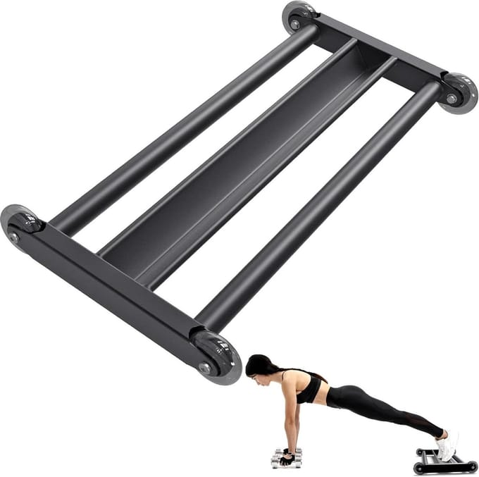 Hamstringroller - Buiktrainer - Krachtraining - Soepele rolwielen - 27.5 x 15 inch - Zwart
