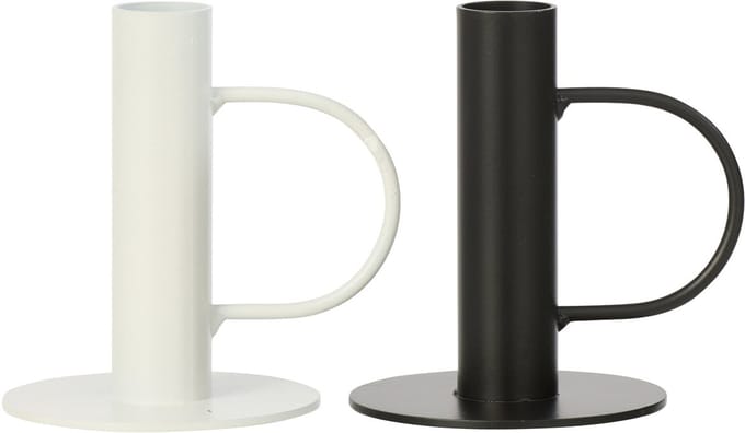 J-Line kandelaar - ijzer - zwart/wit - large - set van 2