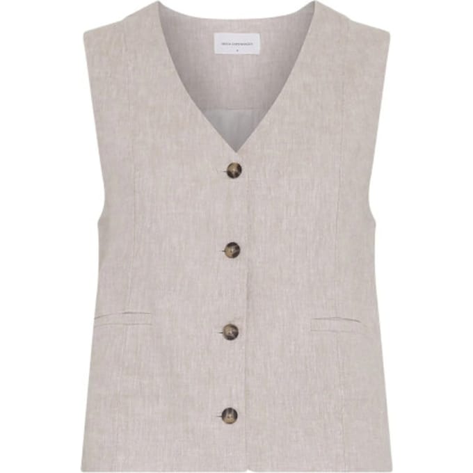 Bodywarmer van linnenmix met strookzakken model 'Viana Ginia'
