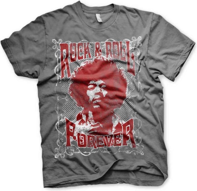 Jimi Hendrix Heren Tshirt -XL- Rock 'n Roll Forever Grijs