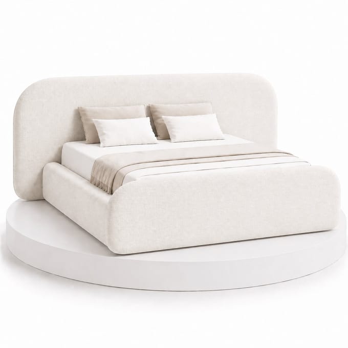 Japandi Bed Kanso - 200x220 Compleet - Boxspring met opbergruimte - Off-white - BalBedden
