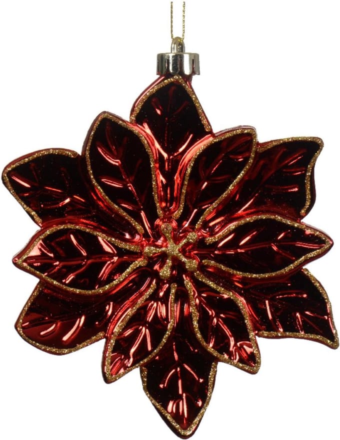 Kersthanger Poinsettia kunststof rood