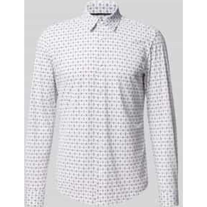 Slim fit zakelijk overhemd met all-over motief, model 'P-ROAN'