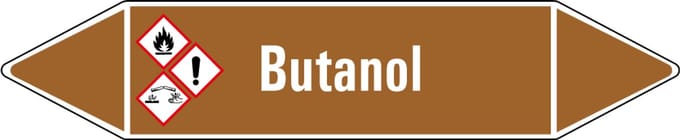 Butanol leidingmarkering op vel 252 x 52 mm - 3 per vel