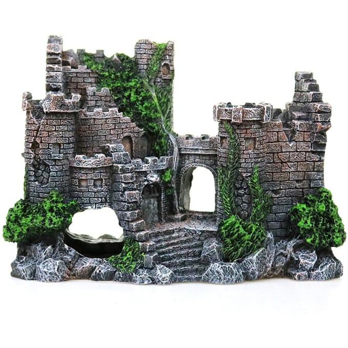 Hars Aquarium Oud Kasteel Decoratie Aquarium Tank Cavern Architectuur Decoratie Layout en gray