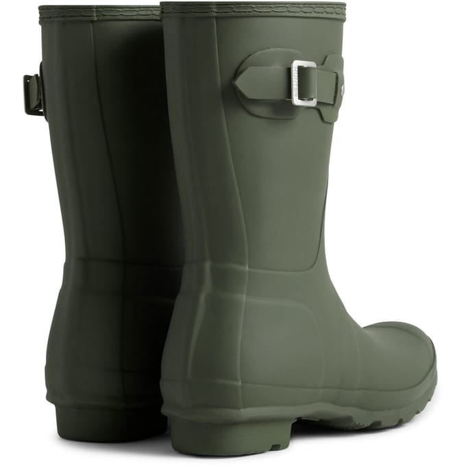 Hunter Original Short Boot Rubberen Dames Donker Olijf Groene Wellington Laarzen