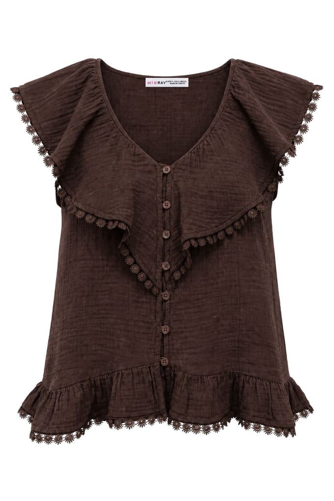 Katoenen V-hals Mouwloze Blouse